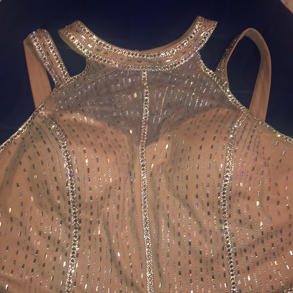 Beige and royal blue prom dress - Picture 7 of 8